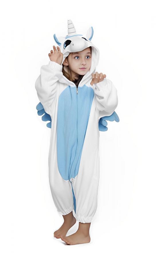 KCM Kid Onesie Blue Unicorn - Children's Animal Costume Pajamas