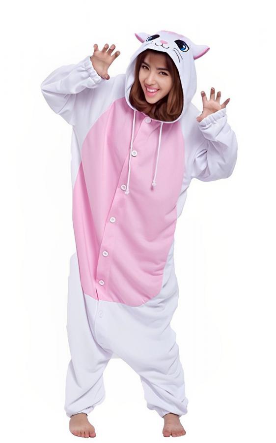 White Cat Onesie | Furry, Soft Tittle Pink Puppy