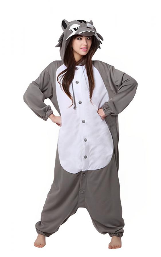 KCM Wolf Onesie - Adult Animal Costume Pajamas