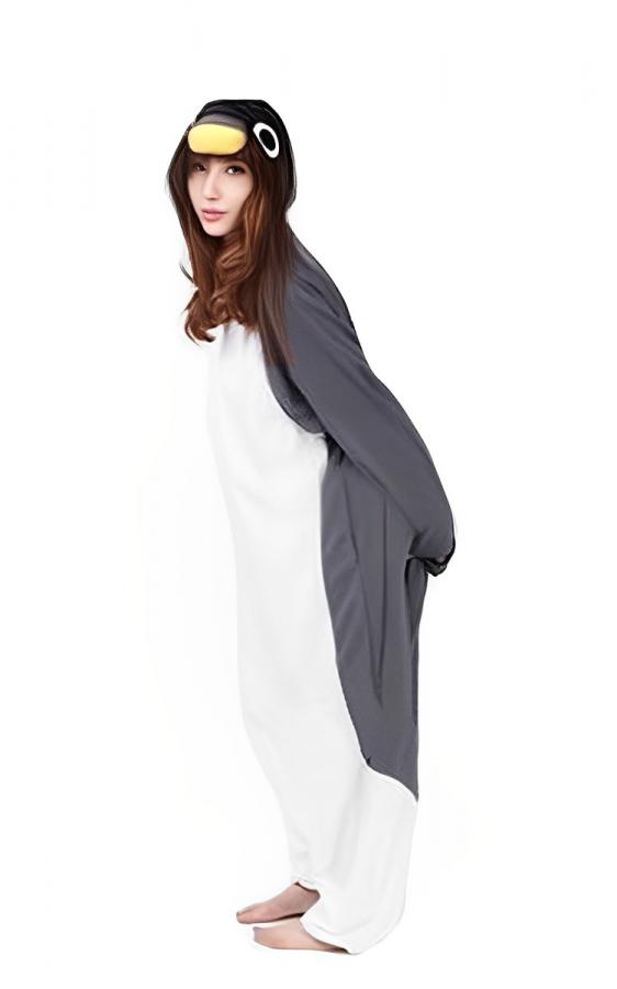 KCM Grey Penguin Onesie - Adult Animal Costume Pajamas