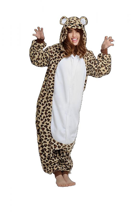KCM Onesie Leopard  - Adult Unisex Animal Costume Pajamas
