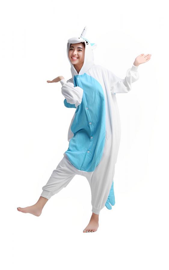 KCM Onesie Blue Unicorn - Adult Unisex Animal Costume Pajamas