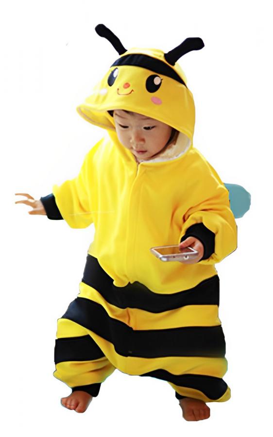 KCM Kid Onesie Yellow Bee - Children's Animal Costume Pajamas
